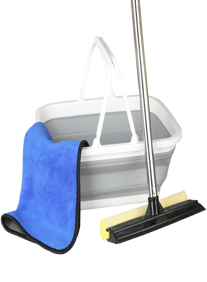 Dodifker Window Cleaning Kit, Squeegee with Bucket for Windshield Cleaning, Bathroom, Shower Doors, Mirrors, Tiles, and Car Windows (Grey) - Image 1